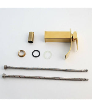 Rubinetto Oro Da Bagno Design Moderno A Cascata Miscelatore Monocomando Dorato         