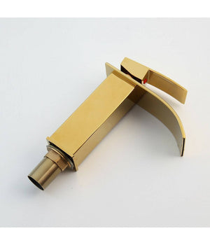 Rubinetto Oro Da Bagno Design Moderno A Cascata Miscelatore Monocomando Dorato         