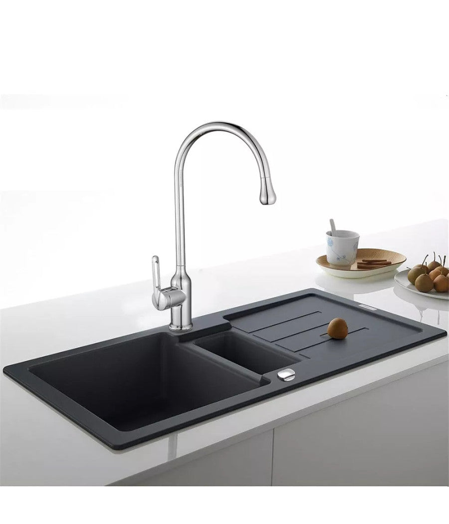 Rubinetto Per Cucina Miscelatore Lavello Canna Alta Monocomando Silver 87260         