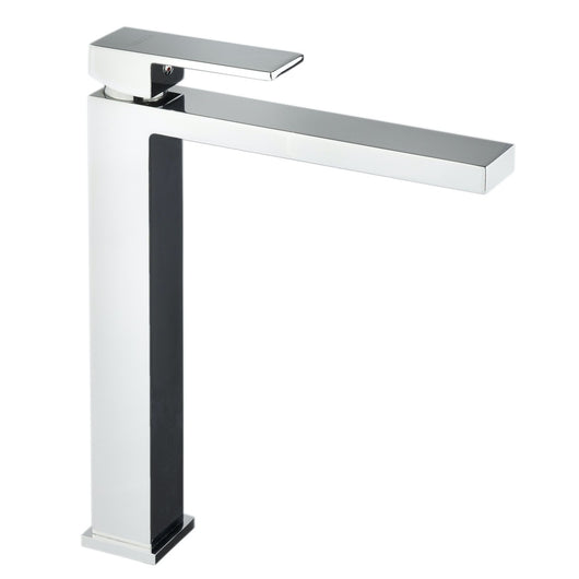 Rubinetto per lavabo alto quadrato con canna alta cromato manhattan