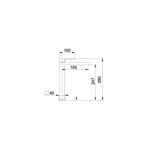 Rubinetto per lavabo alto quadrato con canna alta cromato manhattan