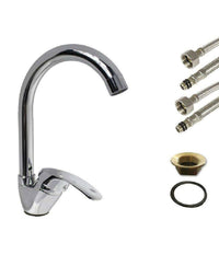 Rubinetto Per Lavello Da Cucina A Canna Alta Miscelatore In Ottone Cromato 52334         