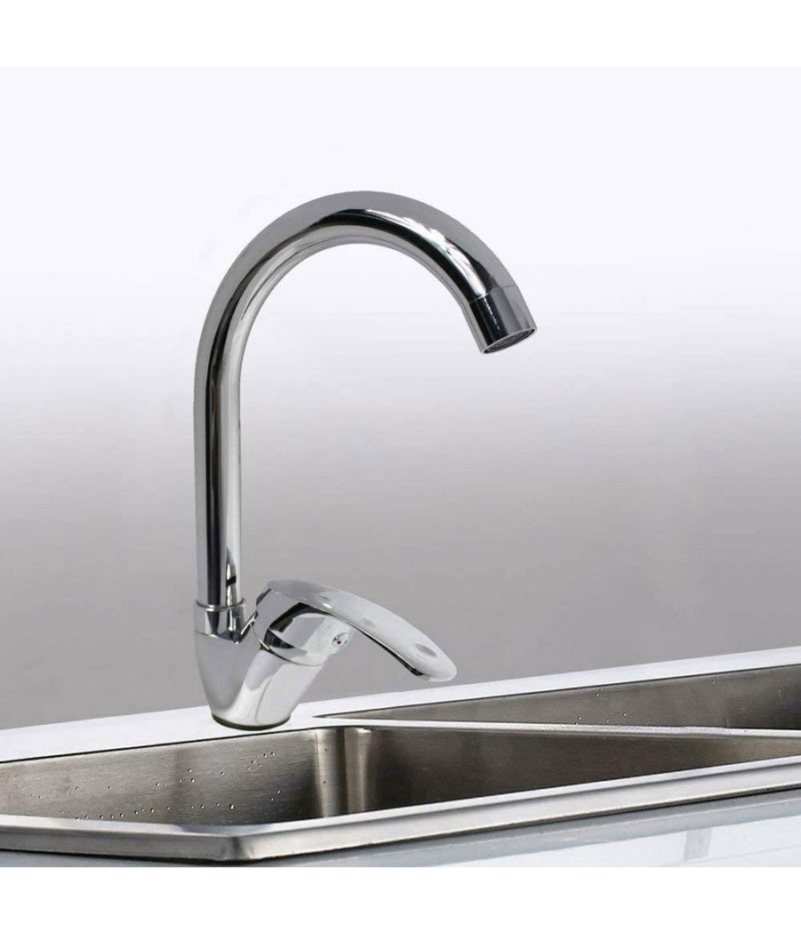 Rubinetto Per Lavello Da Cucina A Canna Alta Miscelatore In Ottone Cromato 52334         