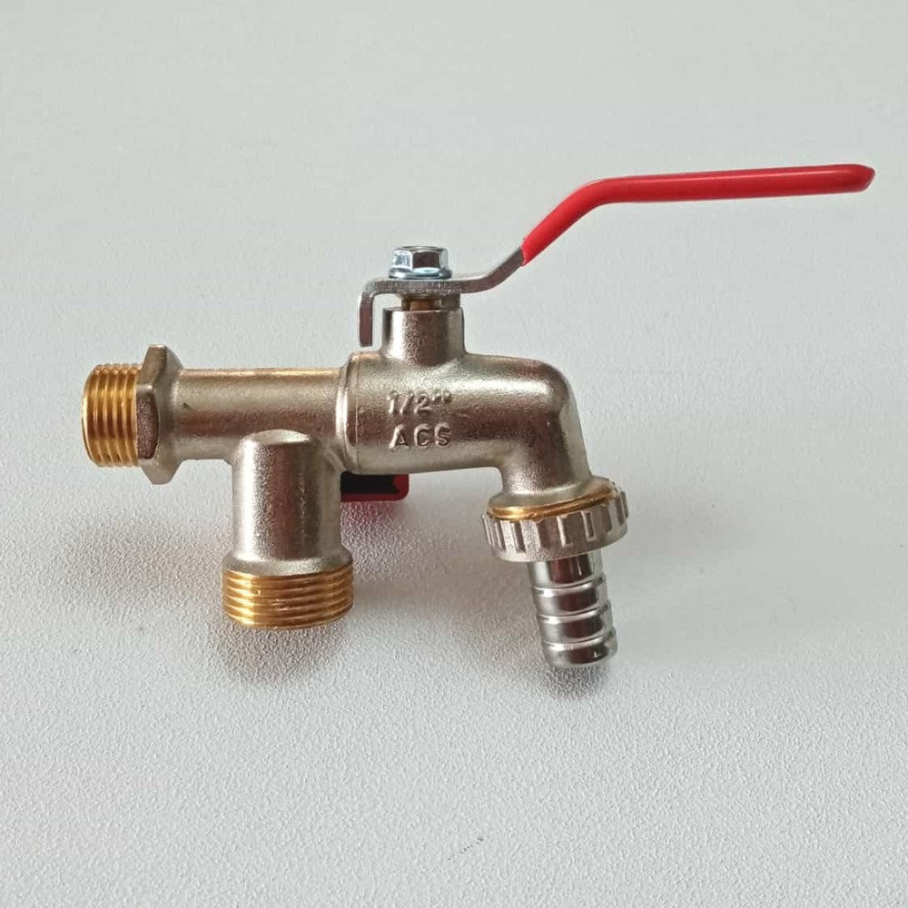 Rubinetto sfera da giardino 1/2 doppio con portagomma