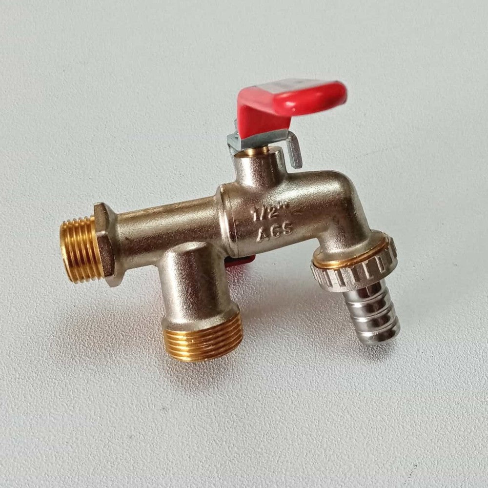 Rubinetto sfera da giardino 1/2 doppio con portagomma