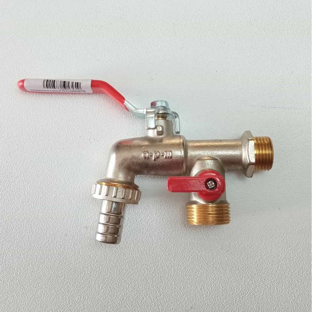 Rubinetto sfera da giardino 1/2 doppio con portagomma