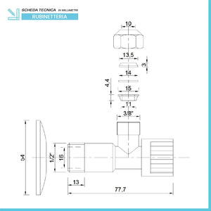 Rubinetto sottolavabo a sfera 1/2 x 10 con chiave darresto