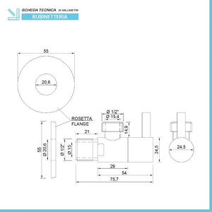 Rubinetto sottolavabo tondo cromato 1/2 x 1/2