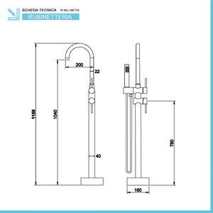 Rubinetto vasca a pavimento freestanding cromato
