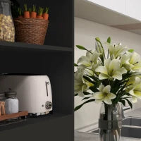 Credenza Buffet da Cucina, Mobile da Archiviazione Multi-Ripostiglio, 60L x 30P x 162H cm, Nero