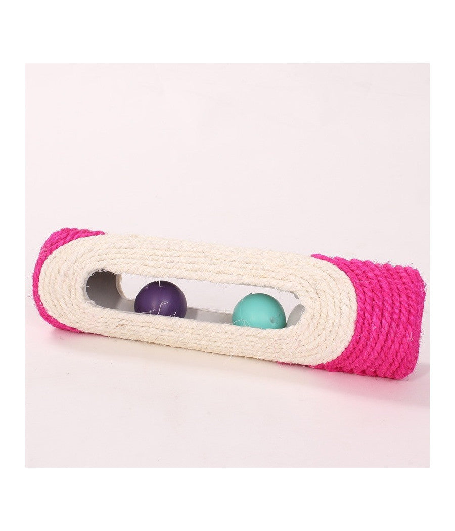 Rullo In Sisal Tiragraffi 29 X 7,5 Cm Con Palline Sonore Gioco Per Gatti         