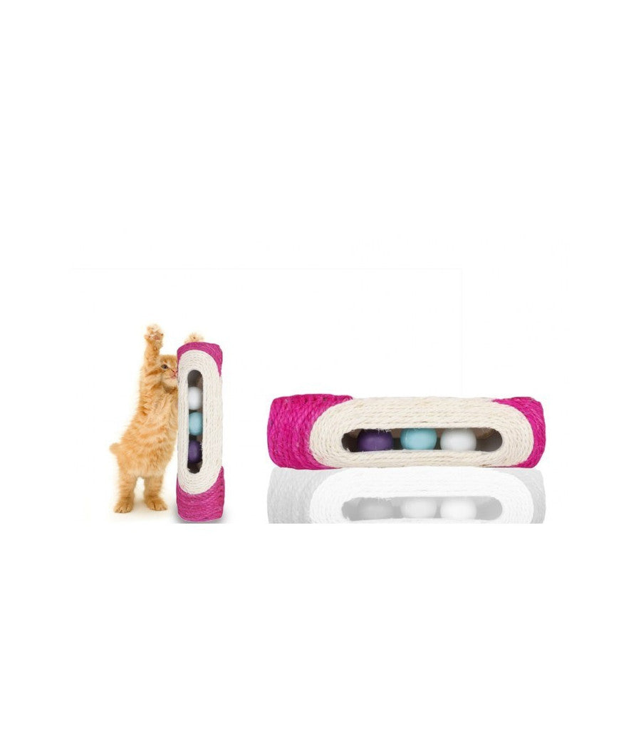 Rullo In Sisal Tiragraffi 29 X 7,5 Cm Con Palline Sonore Gioco Per Gatti         