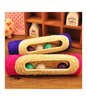 Rullo In Sisal Tiragraffi 29 X 7,5 Cm Con Palline Sonore Gioco Per Gatti         