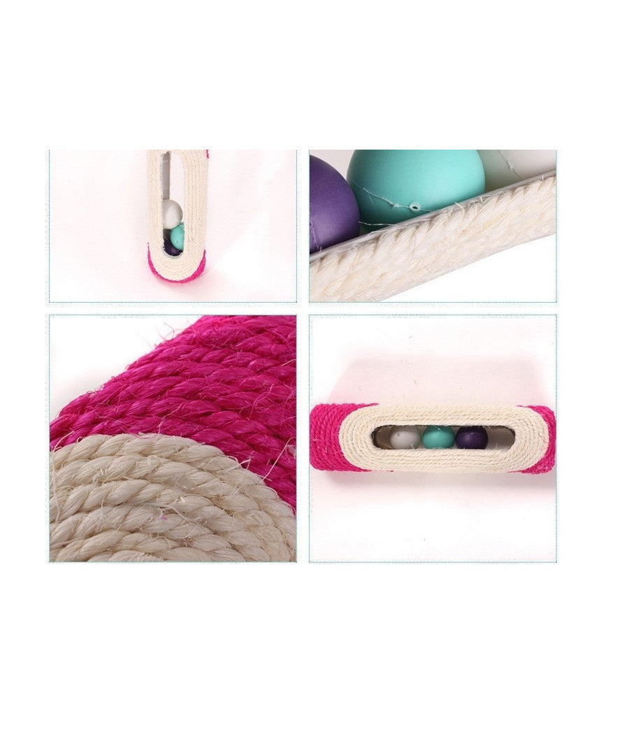 Rullo In Sisal Tiragraffi 29 X 7,5 Cm Con Palline Sonore Gioco Per Gatti         