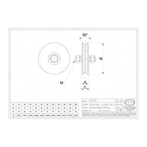 Ruota da 40mm in acciaio zincato per cancelli con 1 cuscinetto a sfera e gola a v
