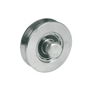Ruota da 40mm in acciaio zincato per cancelli con 1 cuscinetto a sfera e gola a v