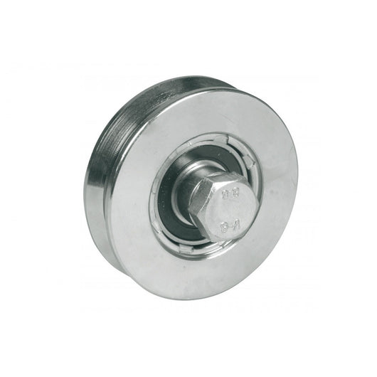 Ruota da 40mm in acciaio zincato per cancelli con 1 cuscinetto a sfera e gola a v