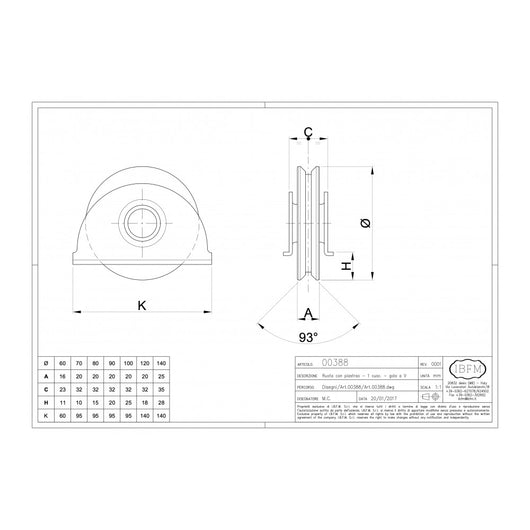 Ruota da 80mm con piastra in acciaio zincato per cancelli con 1 cuscinetto a sfera e gola a v