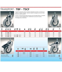 Ruota Girevole Grigia Con Perno E Freno Tbbf Per Carrello Carico Pesante Portata         