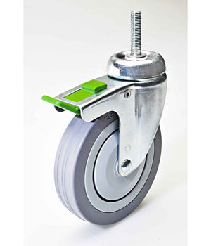 Ruota Girevole Grigia Con Perno E Freno Tbbf Per Carrello Carico Pesante Portata     -125 Mm   -