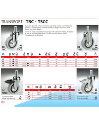 Ruota Grigia Con Perno Tbf Cebora Diametro 60 80 100 125 Per Carrelli Peesanti     -80 Mm   -