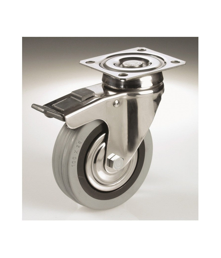 Ruota Grigia Con Piastra Girevole E Freno Tbbp Cebora Diametro 60 80 100 125     -100 Mm   -