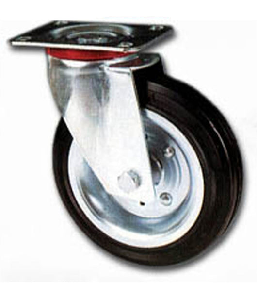 Ruota In Gomma Con Piastra Girevole Avo Flangia In Acciaio Ruote Per Carrelli     -200 Mm   -