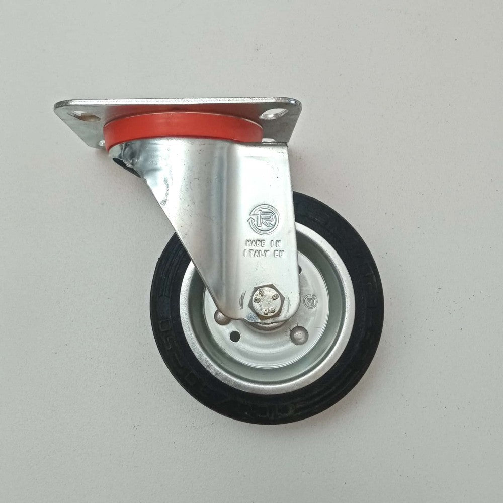 Ruota in gomma da 180mm standard con piastra girevole