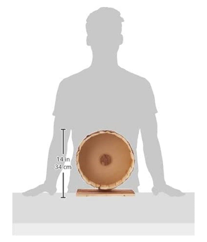 Trade Shop - Ruota In Legno Naturale Accessorio Per Roditori 29 X 14 X 31 Cm Con Piedistallo -