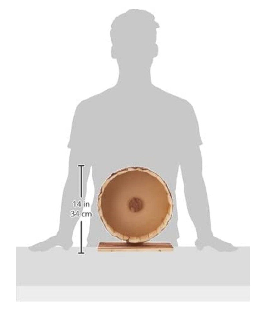 Trade Shop - Ruota In Legno Naturale Accessorio Per Roditori 29 X 14 X 31 Cm Con Piedistallo -