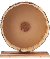 Trade Shop - Ruota In Legno Naturale Accessorio Per Roditori 29 X 14 X 31 Cm Con Piedistallo -