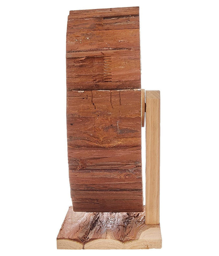 Trade Shop - Ruota In Legno Naturale Accessorio Per Roditori 29 X 14 X 31 Cm Con Piedistallo -