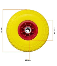 Ruota Piena Antiforatura Pu Gialla Carrello Carriola 25cm Cerchio In Plastica         
