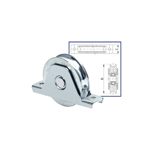 Ruota zincata Ø90 mm con gola semitonda e cuscinetto – per cancelli scorrevoli – Comunello Art.337