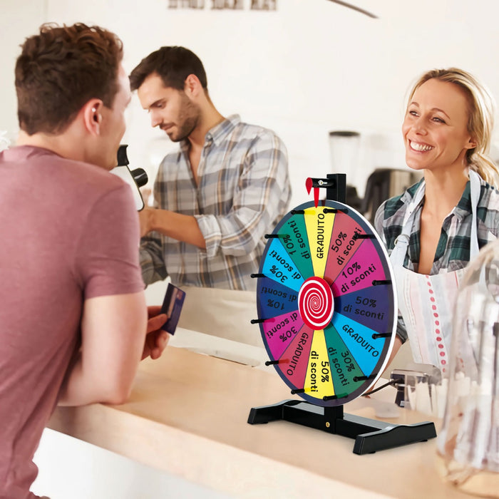 Ruota dei premi da tavolo con pennarello e cancellino, Ruota della fortuna personalizzabile 31x20,5x49cm-Stanza dei giochi