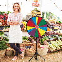 Ruota della fortuna regolabile in altezza con supporto e pennarello cancellabile, Ruota dei premi da 76cm-Stanza dei giochi