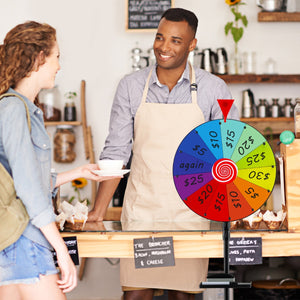 Ruota premio da 40cm con supporto tripode pieghevole, Ruota girevole con altezza regolabile vassoio e 12 slot per festa-Stanza dei giochi
