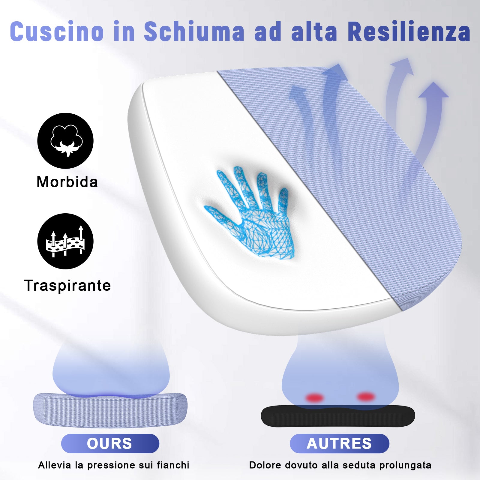 Sedia Ufficio Bracciolo Regolabile - RATTANTREE - con Supporto Lombare, Schienale Reclinabile 105°, viola