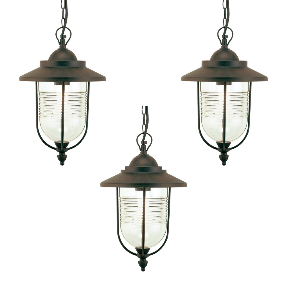 Lampada sospensione da esterno pezzi 3 modello porto color ruggine cm 34