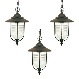 Lampada sospensione da esterno pezzi 3 modello porto color ruggine cm 34