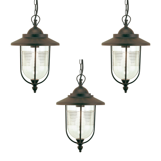 Lampada sospensione da esterno pezzi 3 modello porto color ruggine cm 34