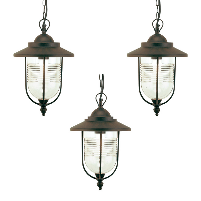 Lampada sospensione da esterno pezzi 3 modello porto color ruggine cm 34