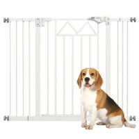 Cancelletto per Cani taglia Piccola e Media con Chiusura Automatica, in Acciaio e PA, 74-100x76 cm, Bianco