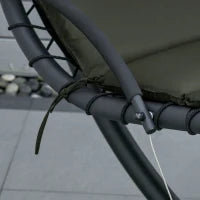 Poltrona Sospesa da Giardino con Tettuccio Orientabile a Protezione UV, Sedia a Dondolo Sospesa Imbottito per Esterno, Grigio Scuro 190x115x190 cm