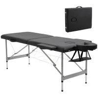 Lettino per Massaggio Portatile e Pieghevole con Altezza Regolabile e Seduta Imbottita, 186x71x62-83 cm, Nero
