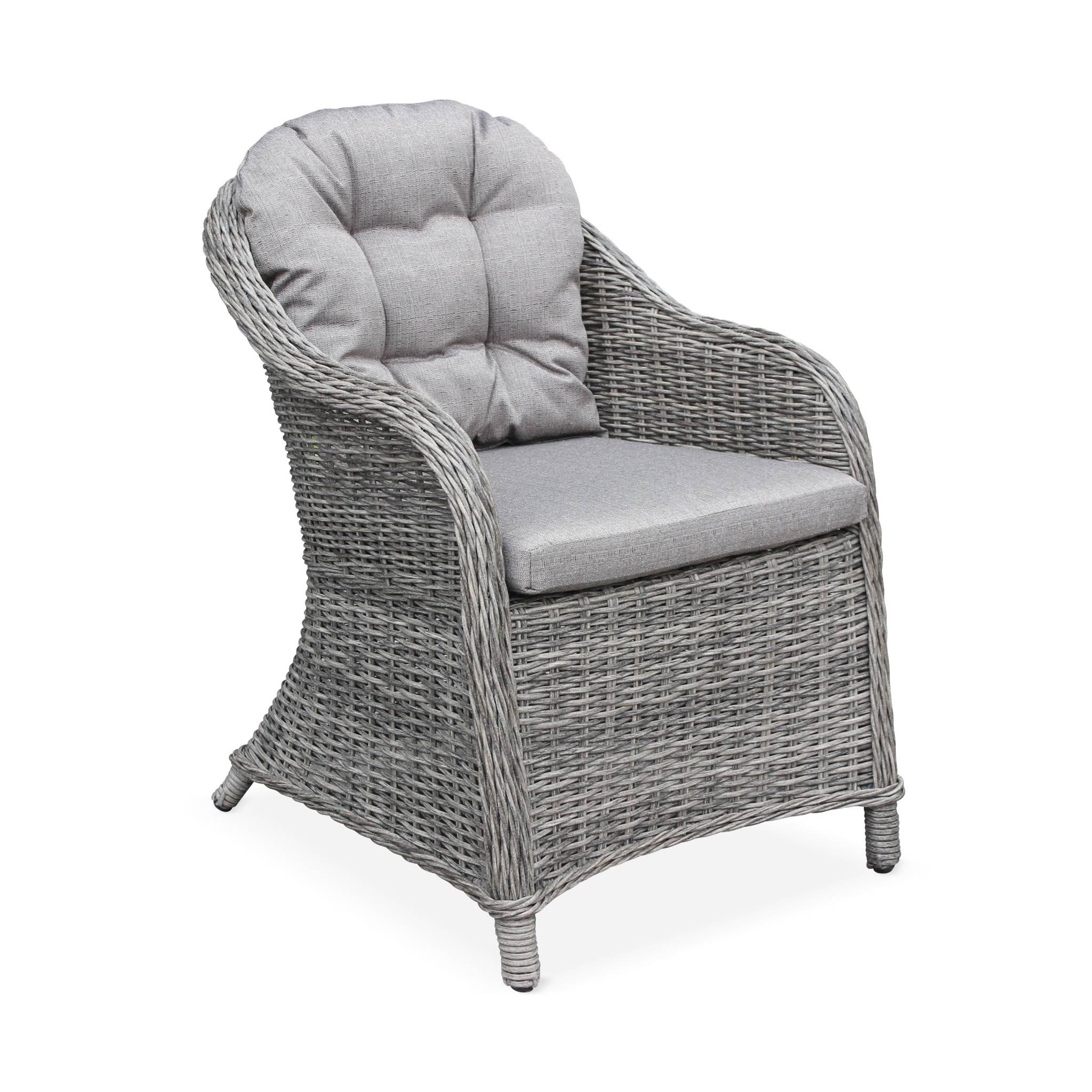 Set di 2 poltrone da giardino rotonde in resina, grigio