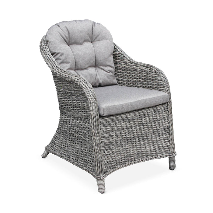 Set di 2 poltrone da giardino rotonde in resina, grigio