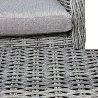 Set di 2 poltrone da giardino rotonde in resina, grigio