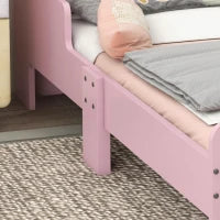 Letto per Bambini con Protezione Anticaduta e Rete Testiera a Forma di Nuvola, 143x74x55 cm, Rosa