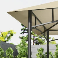 Gazebo da BBQ, Gazebo da Giardino con 2 Ripiani, Ceste Portaoggetti, Ganci, per Terrazza, Beige